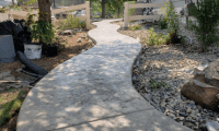 Concrete sidewalk at a residential property in Windsor, CO, with a durable and well-maintained finish.